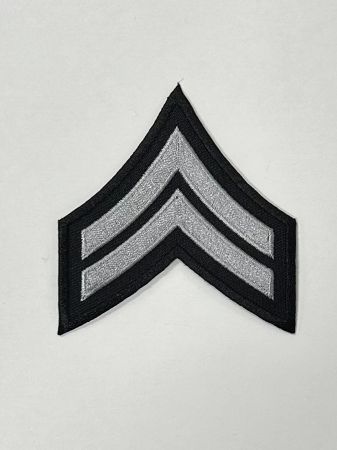 CORPORAL (CPL) CHEVRONS MEDIUM GREY on BLACK - SOLD in PAIRS.